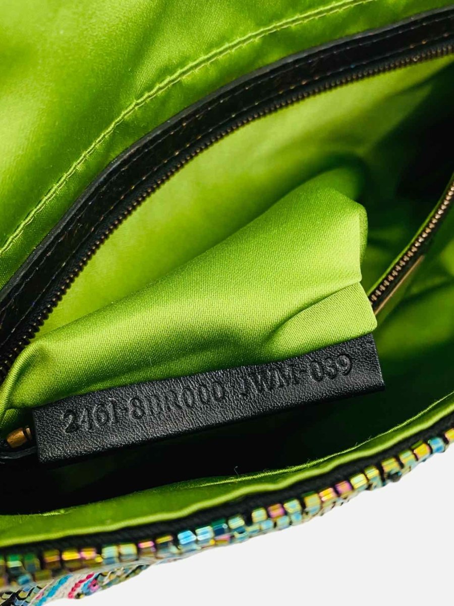 Pre-loved FENDI Vintage Green Multicolor Baguette Bag - Reems Closet
