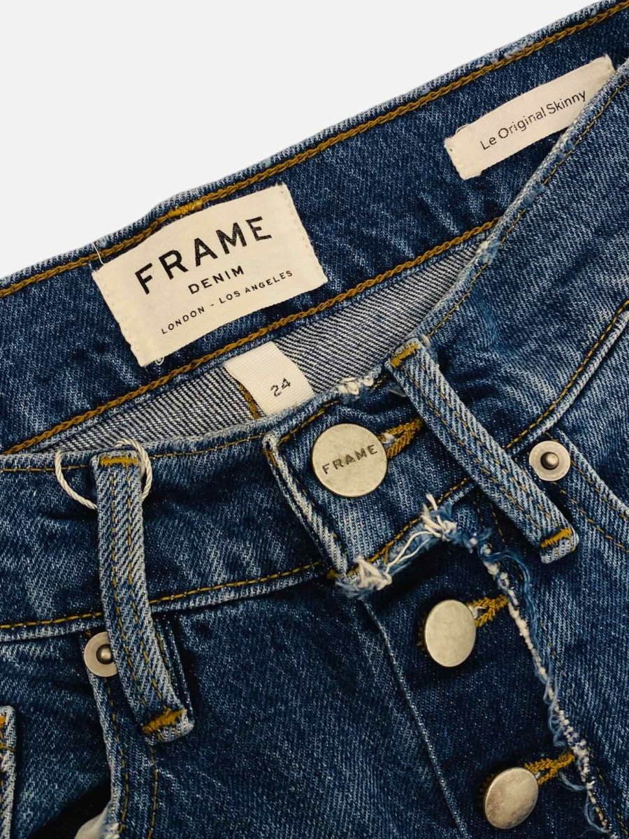 Pre-loved FRAME Fitted Blue Exposed Button Jeans - Reems Closet