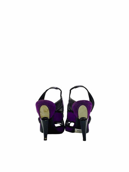 Pre-loved GEORGINA GOODMAN Purple & Black Heeled Sandals from Reems Closet