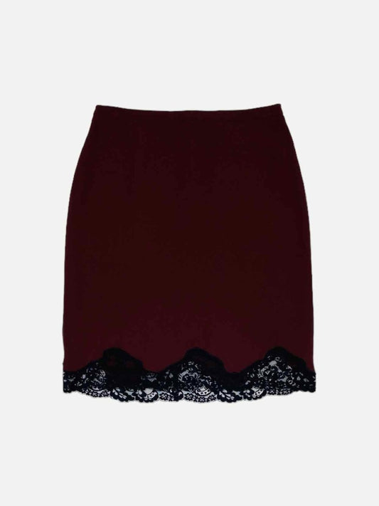 Pre-loved GERARD DAREL Burgundy & Black Knee Length Skirt - Reems Closet