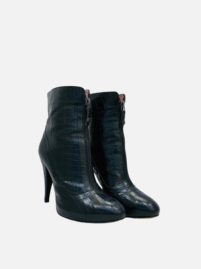 Pre-loved GF FERRE Black Embossed Ankle Boots from Reems Closet