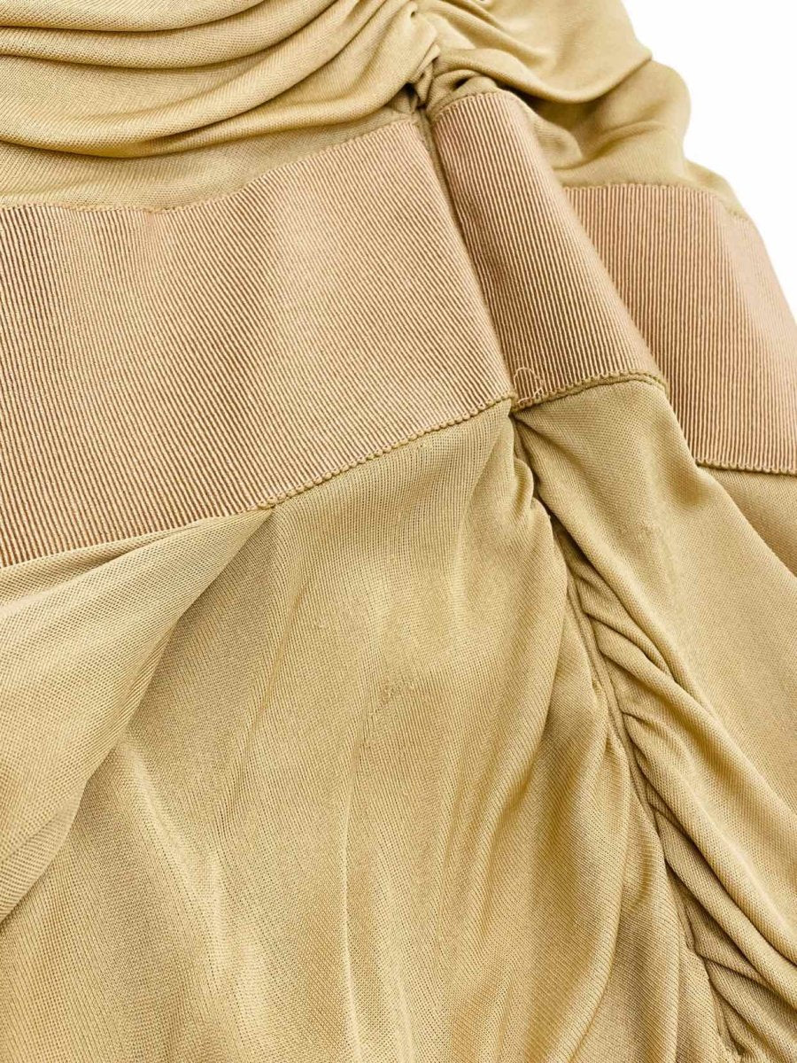 Pre-loved GIAMBATTISTA VALLI Gold Draped Knee Length Dress from Reems Closet