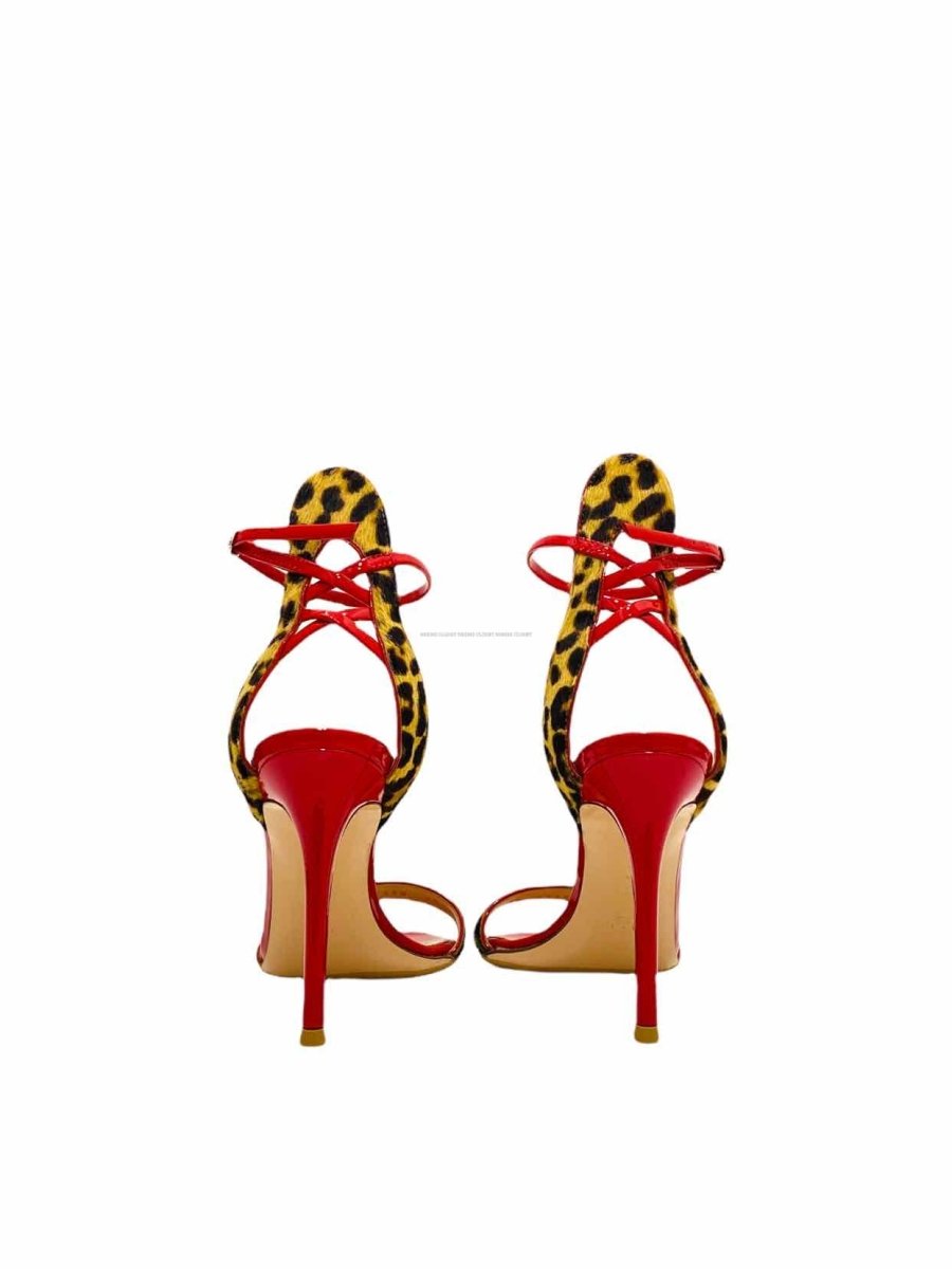 Pre-loved GIANVITO ROSSI Ankle Strap Red Leopard Heeled Sandals - Reems Closet