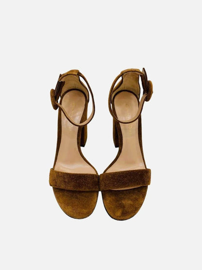 Pre-loved GIANVITO ROSSI Ankle Strap Tan Heeled Sandals - Reems Closet