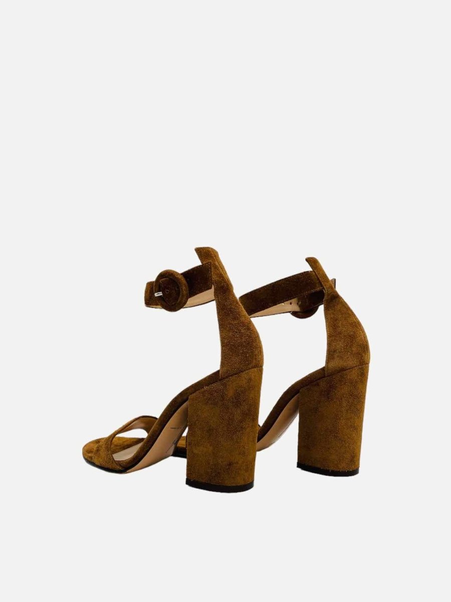 Pre-loved GIANVITO ROSSI Ankle Strap Tan Heeled Sandals - Reems Closet