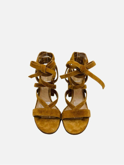Pre-loved GIANVITO ROSSI Janis Low Camel Heeled Sandals - Reems Closet