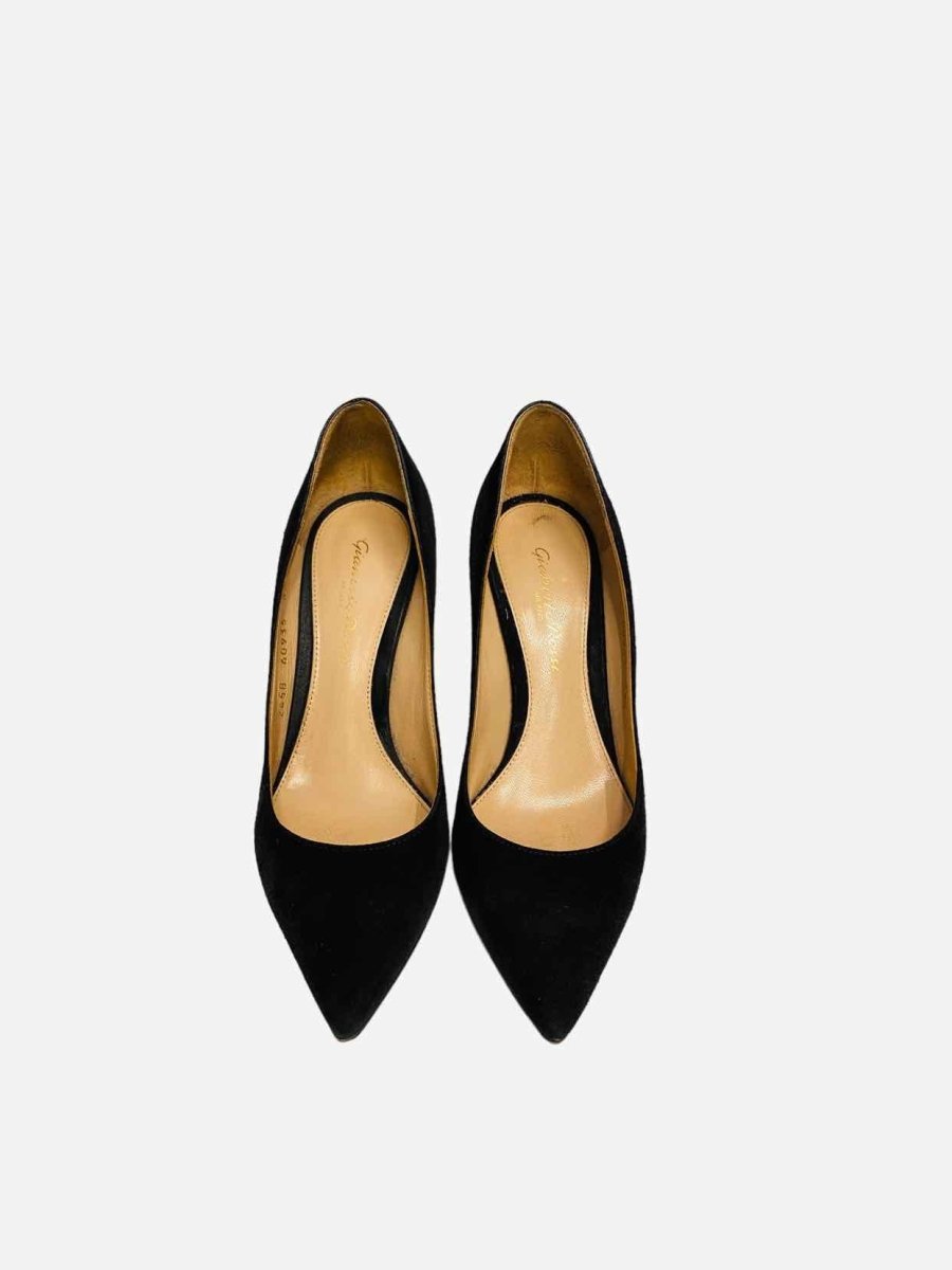 Pre - loved GIANVITO ROSSI Pointed Toe Black Pumps at Reems Closet