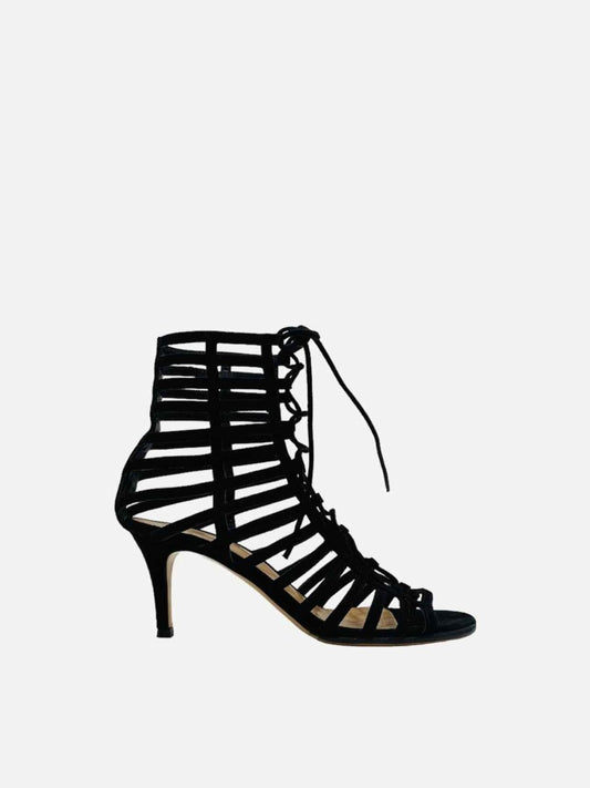 Pre-loved GIANVITO ROSSI Roxy Caged Black Heeled Sandals - Reems Closet