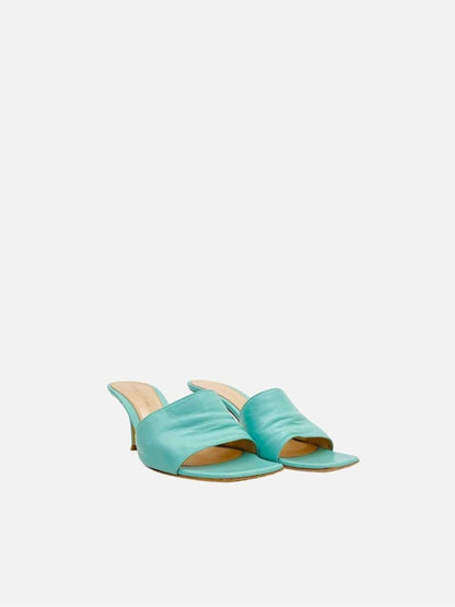 Pre - loved GIANVITO ROSSI Square Toe Turquoise Mules at Reems Closet