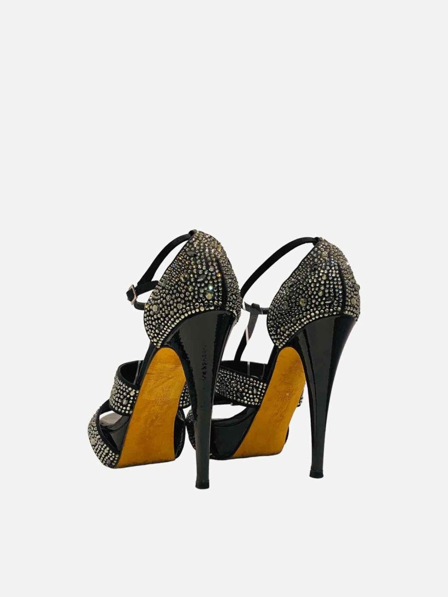 Pre-loved GINA Ankle Strap Black Heeled Sandals from Reems Closet