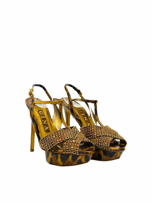 Pre-loved GINA Brown Leopard Print Heeled Sandals - Reems Closet