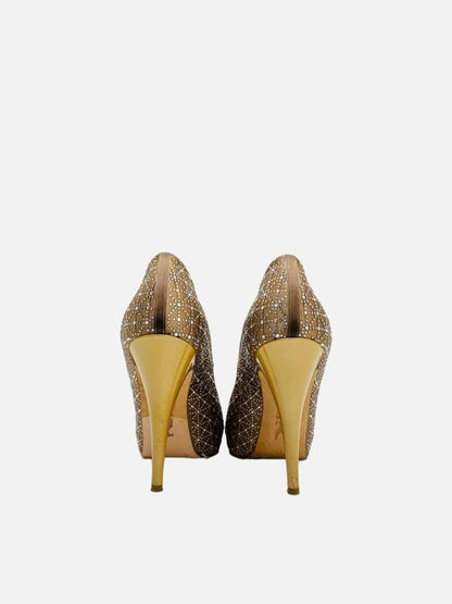 Pre-loved GINA Monet Gold Stud Embellished Heeled Sandals - Reems Closet