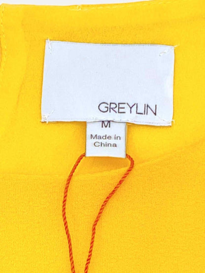 Pre - loved GREYLIN Ruched Yellow Knee Length Dress at Reems Closet