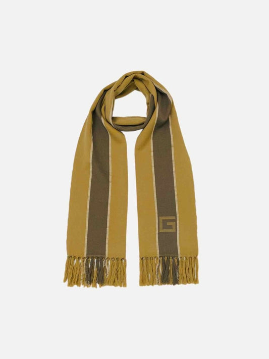 Pre-loved GUCCI G Logo Beige & Brown Striped Scarf from Reems Closet
