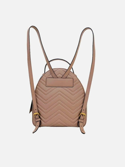 Pre-loved GUCCI GG Marmont Beige Chevron Quilted Backpack - Reems Closet