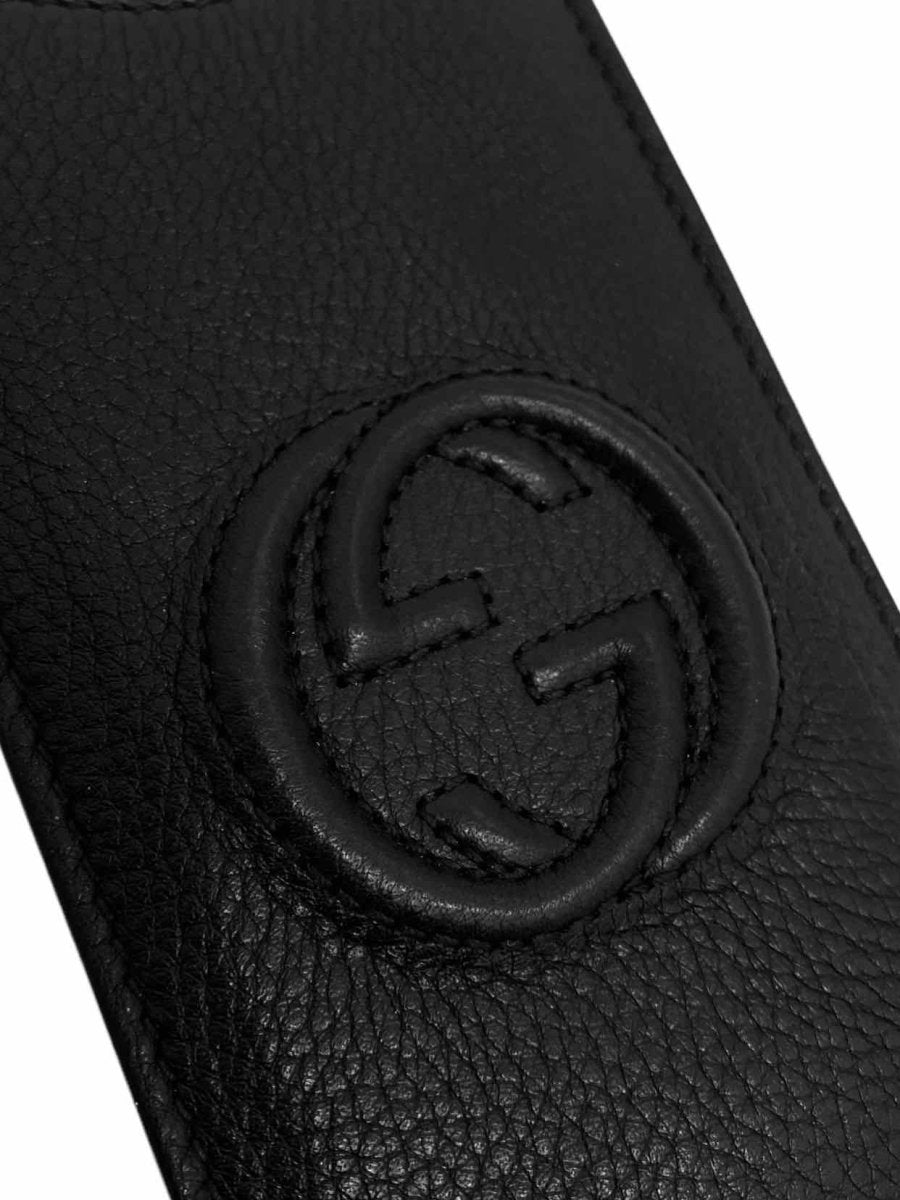 Pre - loved GUCCI Interlocking GG logo Black Phone case at Reems Closet