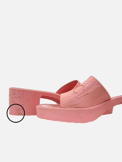 Pre-loved GUCCI Pink Logo Mules from Reems Closet