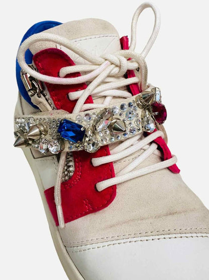 Pre-loved GUISEPPE ZANOTTI Jewel-Strap White Multicolor Sneakers - Reems Closet