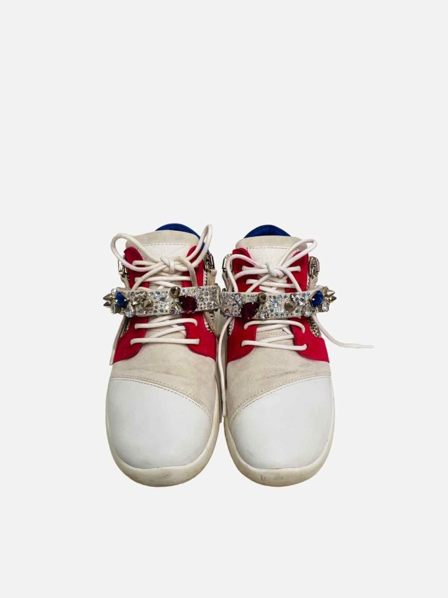 Pre-loved GUISEPPE ZANOTTI Jewel-Strap White Multicolor Sneakers - Reems Closet