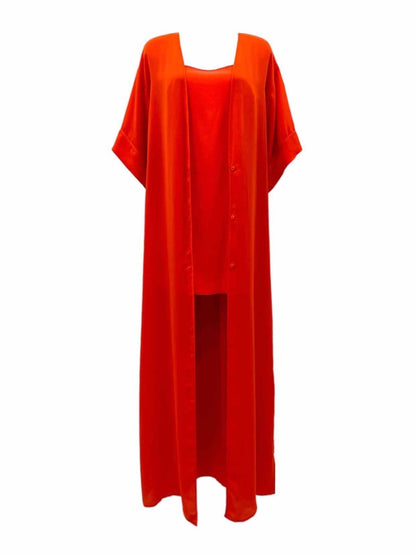 Pre - loved HALSTON Red Midi Dress at Reems Closet