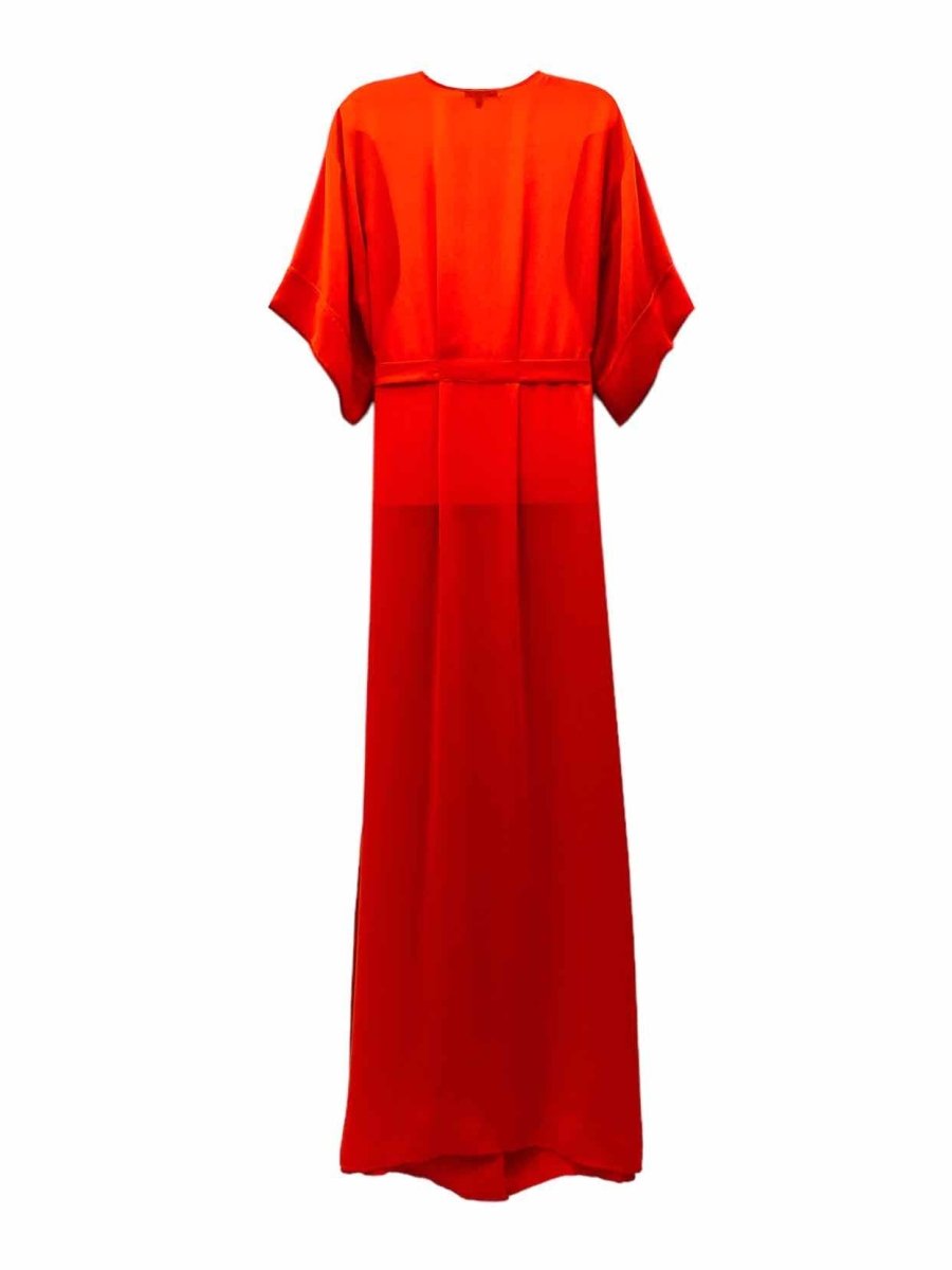 Pre - loved HALSTON Red Midi Dress at Reems Closet