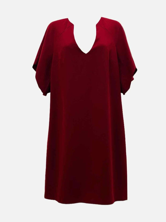 Pre-loved HALSTON Short Sleeve Burgundy Knee Length Dress - Reems Closet