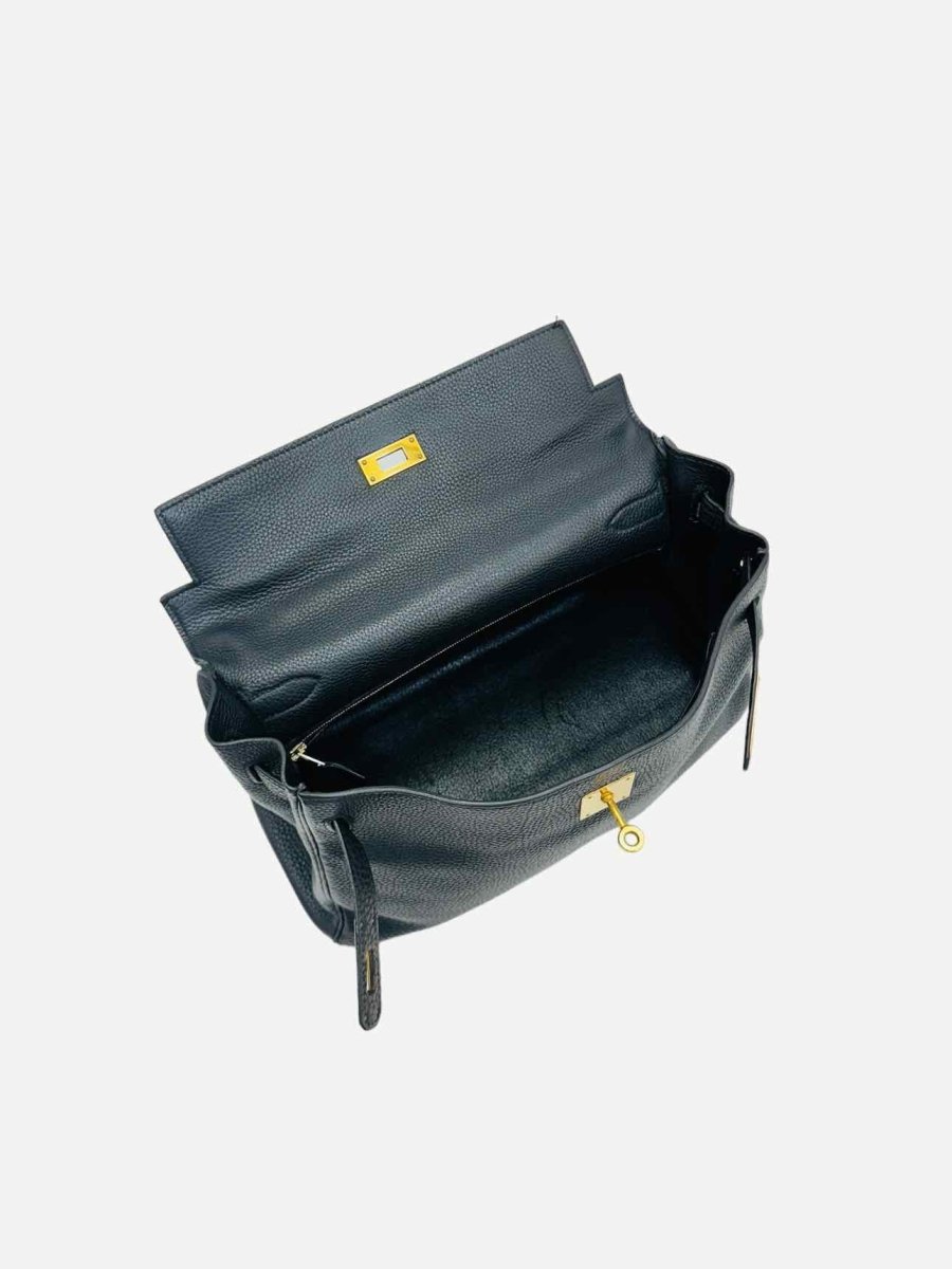 Pre - loved HERMES Kelly Black Top Handle at Reems Closet