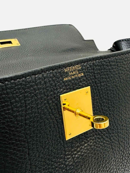 Pre - loved HERMES Kelly Black Top Handle at Reems Closet