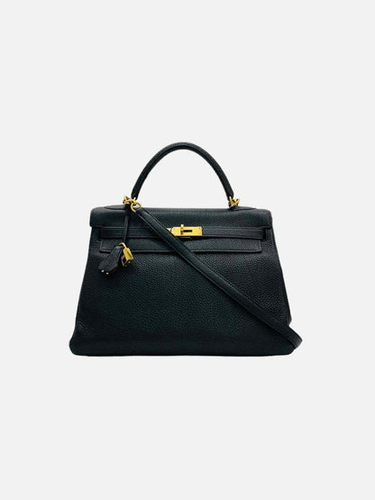 Pre - loved HERMES Kelly Black Top Handle at Reems Closet