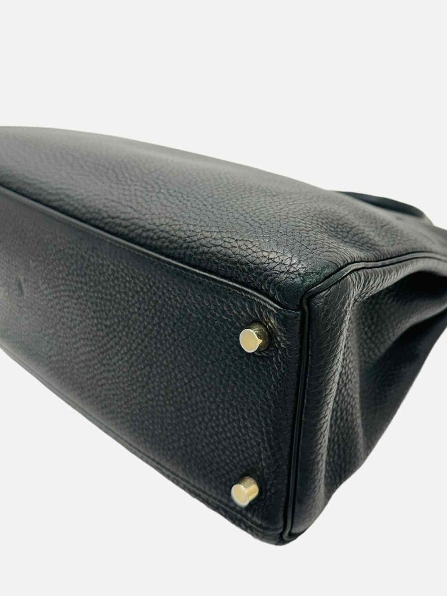 Pre - loved HERMES Kelly Black Top Handle at Reems Closet