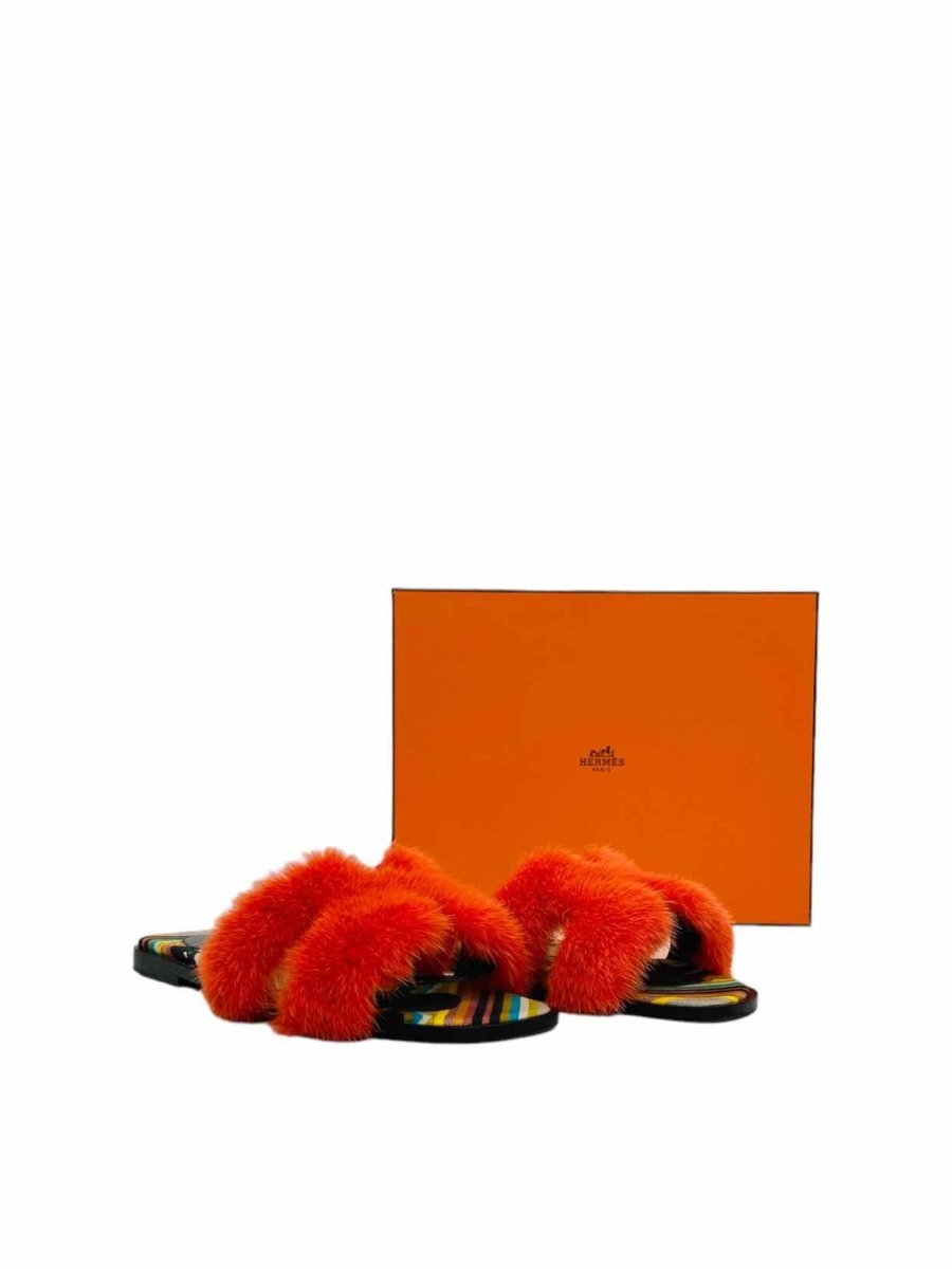 Pre-loved HERMES Oran Orange Sandals - Reems Closet
