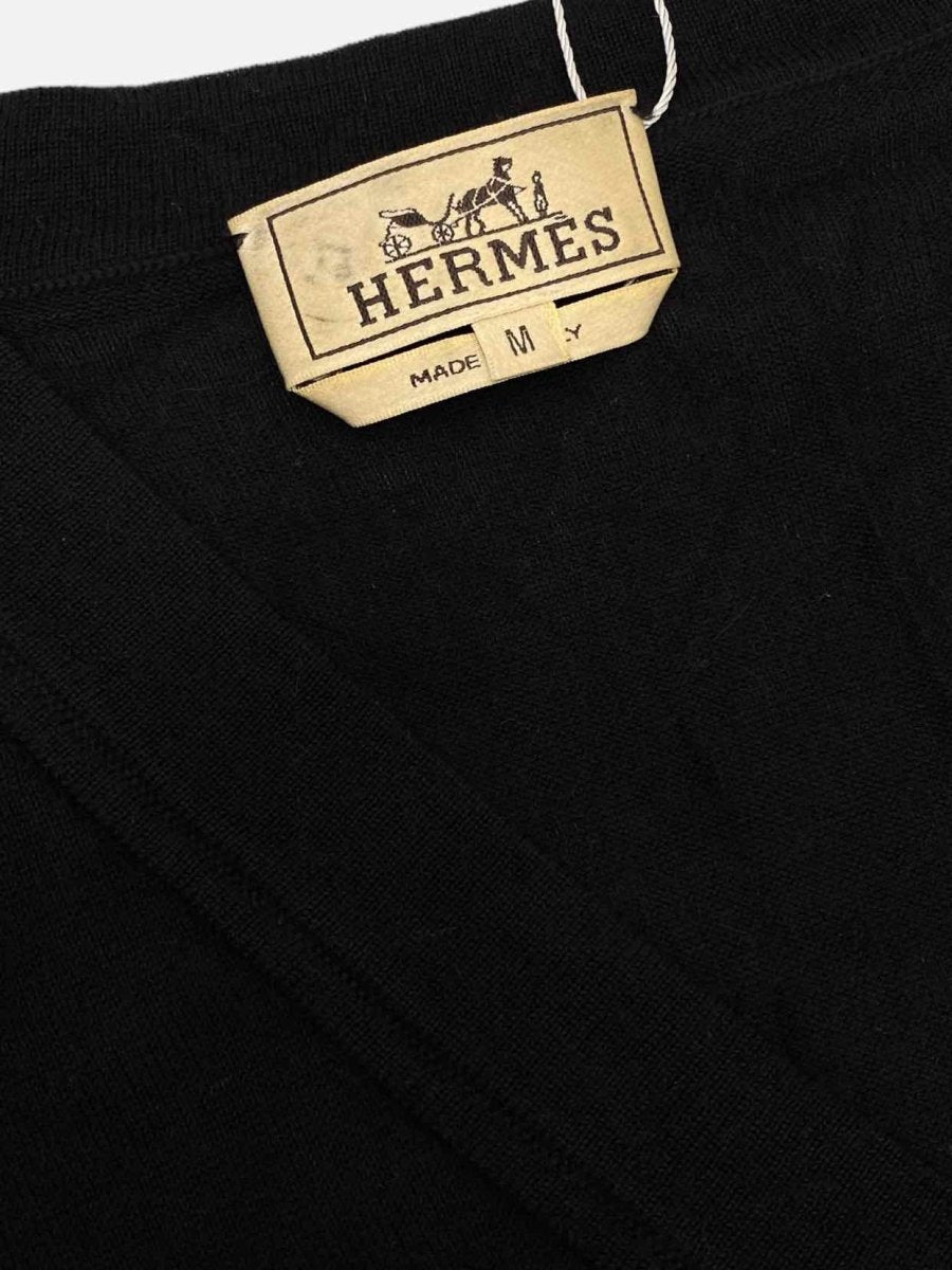 Pre-loved HERMES V Neck Black Jumper - Reems Closet