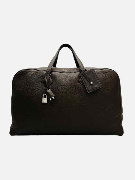 Pre-loved HERMES Victoria II Chocolate Brown Travel Bag from Reems Closet