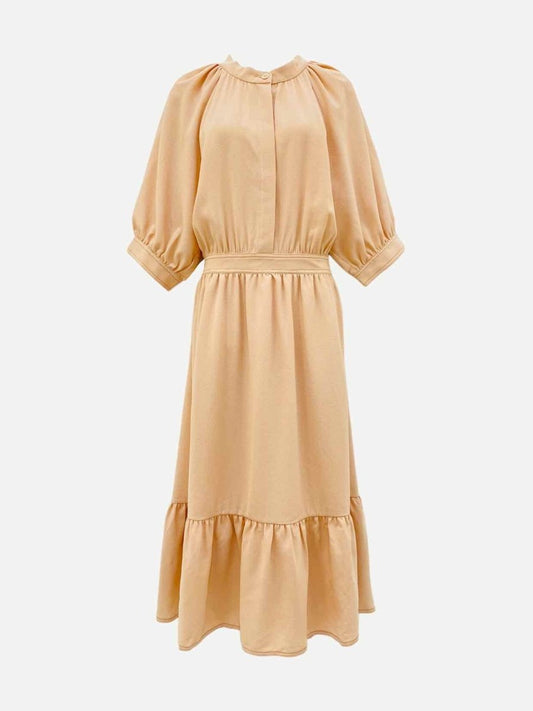 Pre-loved HOFMANN Puff Sleeve Beige Midi Dress from Reems Closet