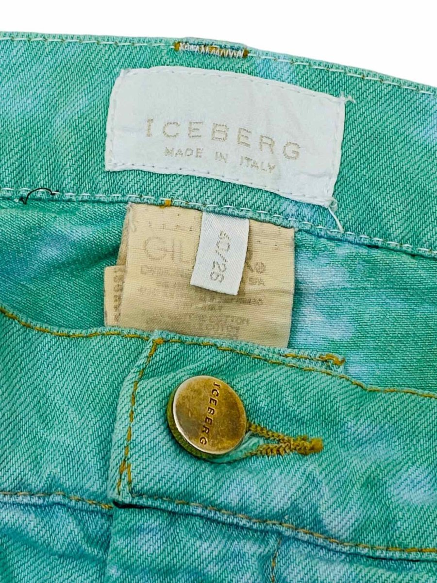 Pre-loved ICEBERG Crop Green Tie-dye Jeans - Reems Closet