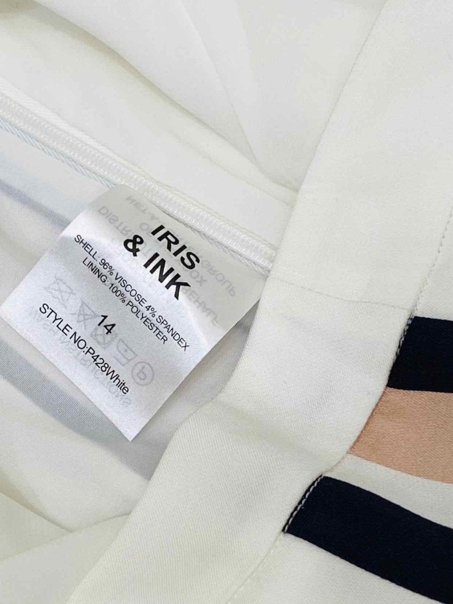 Pre-loved IRIS & INK White w/ Pink & Black Side Stripe Pants - Reems Closet
