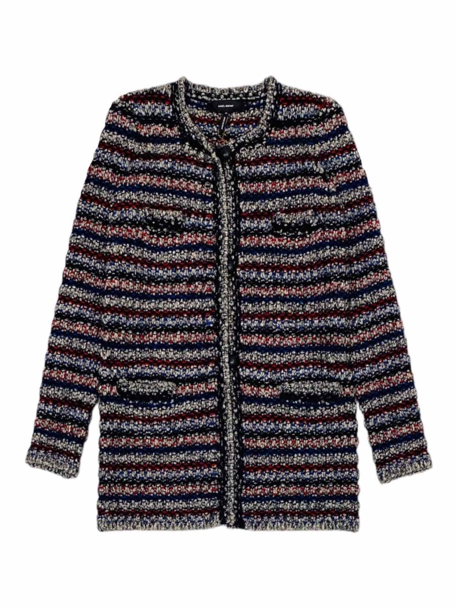 Pre - loved ISABEL MARANT Blue & Red Knit Coat at Reems Closet