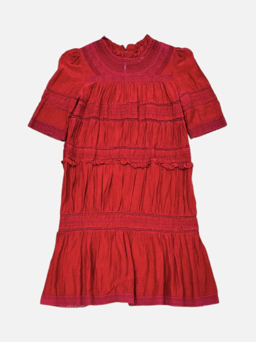Pre-loved ISABEL MARANT ETOILE Tiered Red Knee Length Dress from Reems Closet