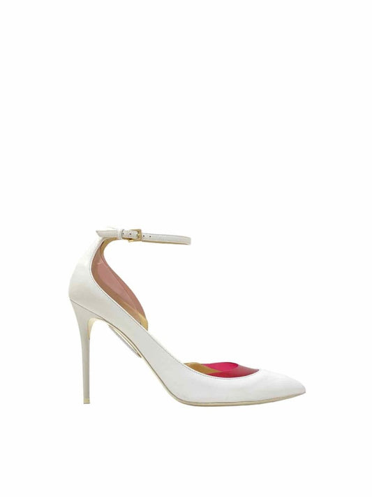 Pre-loved JIMMY CHOO Ankle Strap White w/ Red Pumps - Reems Closet