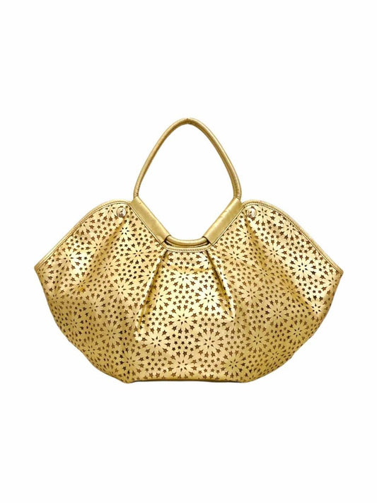 Pre-loved JIMMY CHOO Gold Cutout Shoulder Bag - Reems Closet