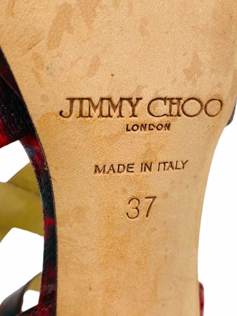 Pre-loved JIMMY CHOO Red & Black Heeled Sandals - Reems Closet