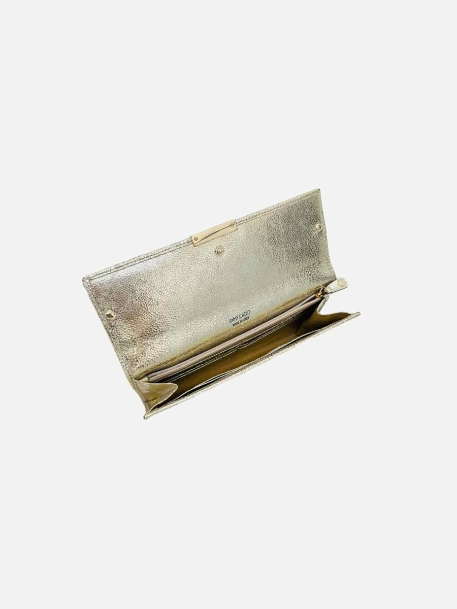 Pre-loved JIMMY CHOO Reese Metallic Silver Clutch from Reems Closet