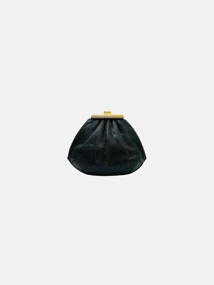 Pre - loved JUDITH LEIBER Clasp Black Clutch at Reems Closet