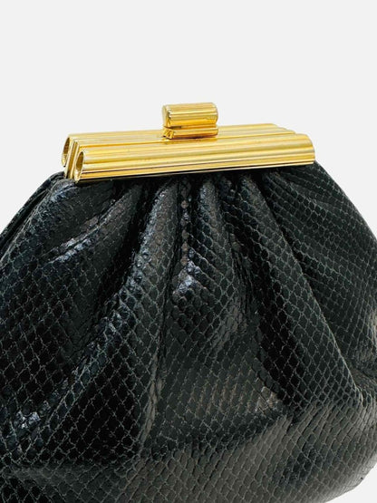 Pre - loved JUDITH LEIBER Clasp Black Clutch at Reems Closet