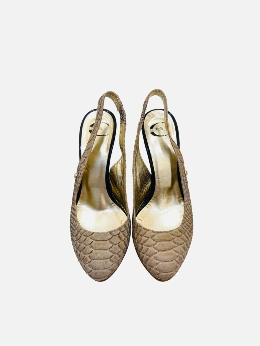 Pre-loved JUST CAVALLI Slingback Beige Heeled Sandals - Reems Closet