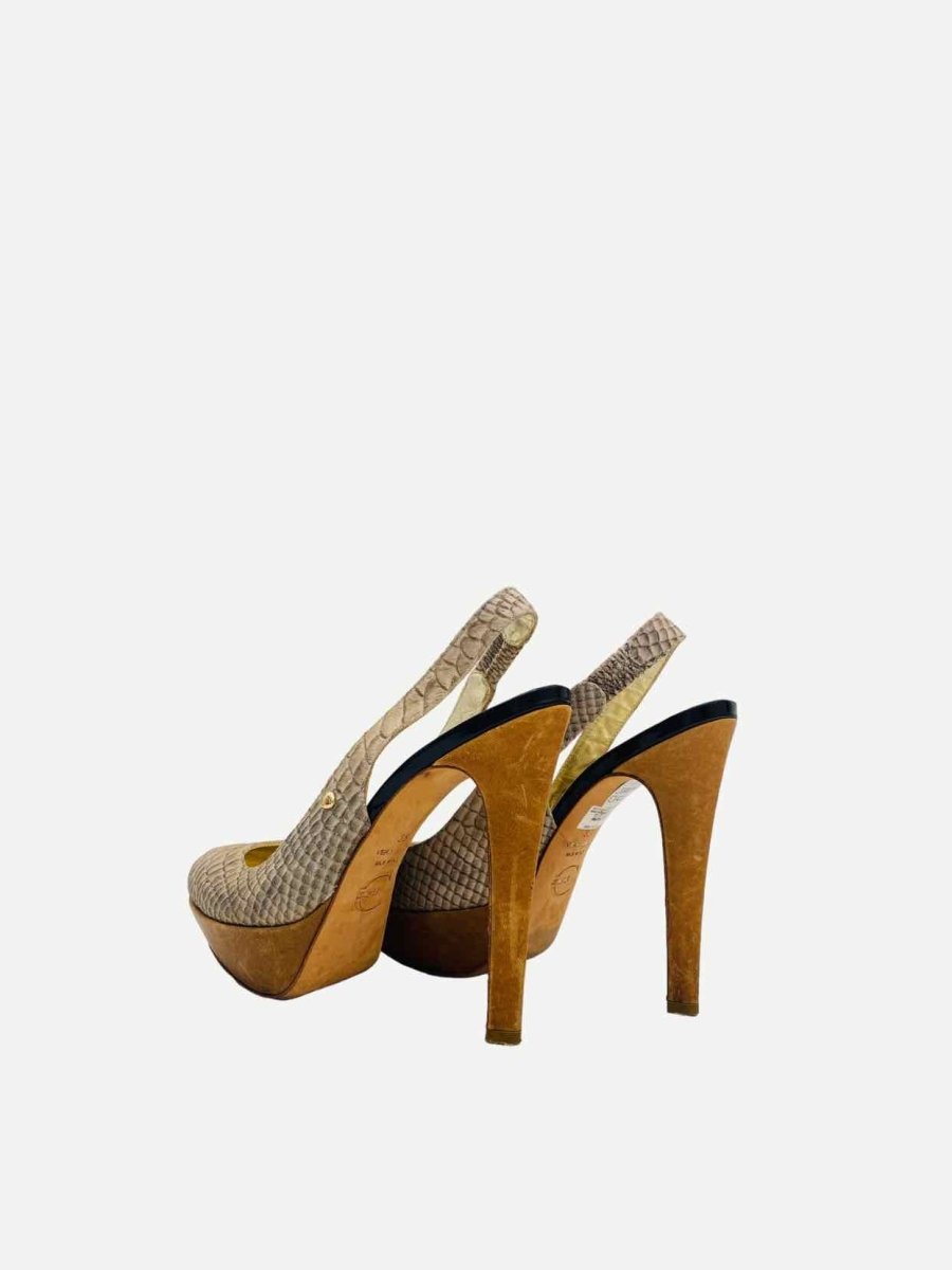 Pre - loved JUST CAVALLI Slingback Beige Heeled Sandals at Reems Closet