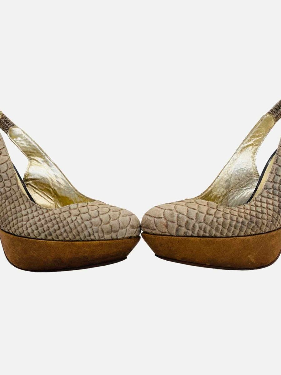 Pre - loved JUST CAVALLI Slingback Beige Heeled Sandals at Reems Closet