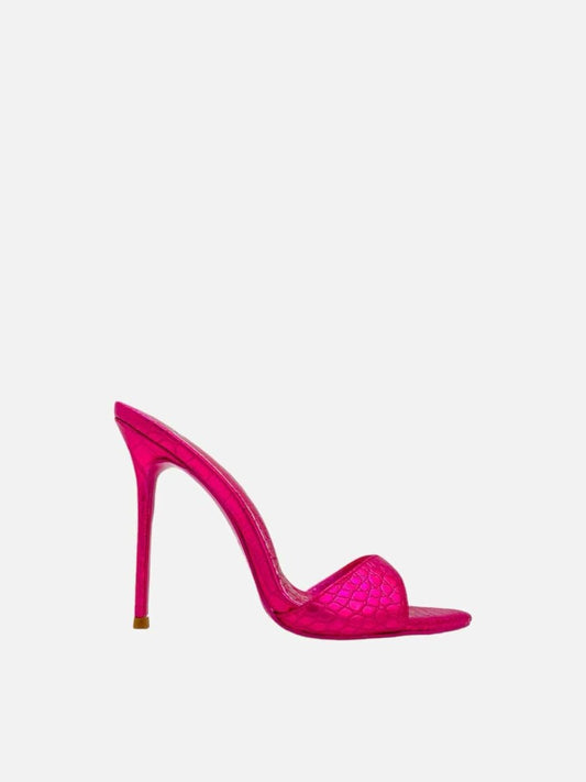 Pre-loved KANDEE Croc Metallic Hot Pink Mules from Reems Closet