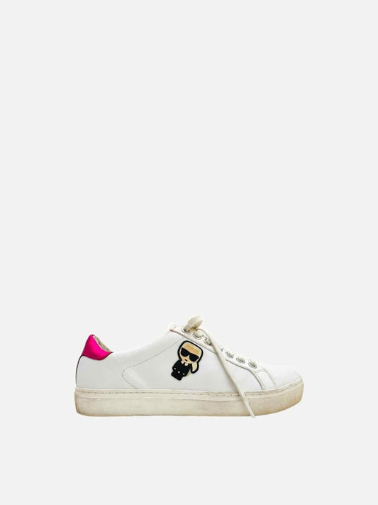 Pre-loved KARL LAGERFELD White & Pink Sneakers from Reems Closet