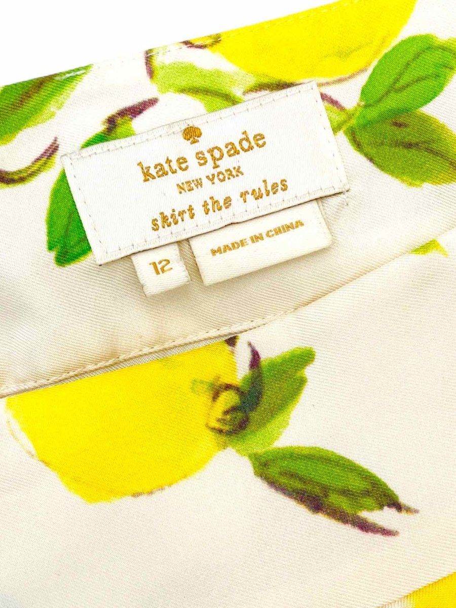 Pre-loved KATE SPADE Cream, Yellow & Green Knee Length Skirt - Reems Closet